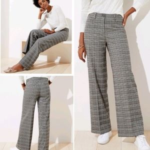 LOFT Brushed Plaid High Waist Wide Leg Pants